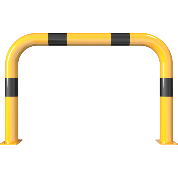 Anti-nudge hoop | steel tube  76 mm | yellow / black | total width: 1000 mm | height above ground: 650 mm | to be fixed by plugs